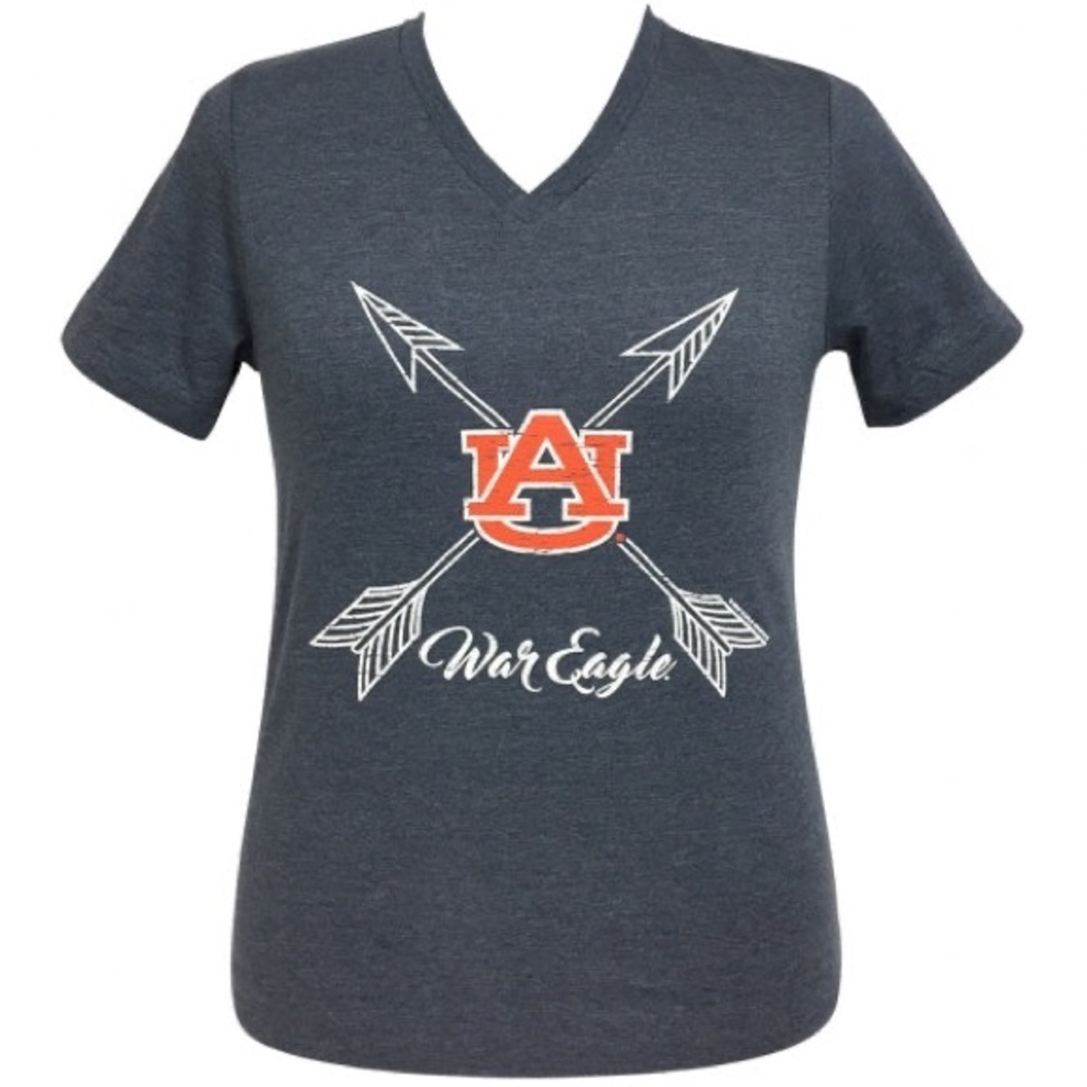 Bella + Canvas Auburn War Eagle Graphic V-Neck T-Shirt Women’s Navy